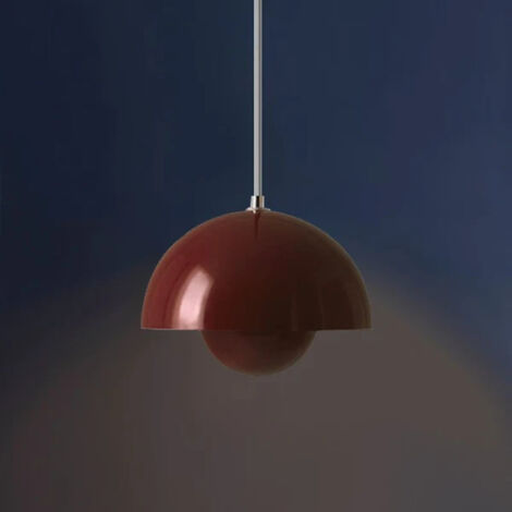 Lustre LED champignon, ampoule moderne E27, hauteur réglable réglable, avec ampoule, pour chambre, salon, salle à manger, lumière chaude 3000K, rouge