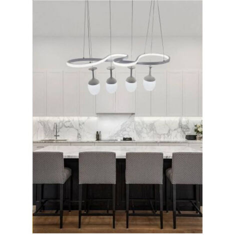 Lustre Led Courbé Blanc 4 Points Lumineux 68 Watts Lumière 3000k 4000k 6500k Lp-24b