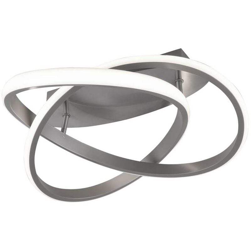 Lustre led en spirale en acier satiné avec réglage d'intensité et interrupteur, diamètre 45 cm.