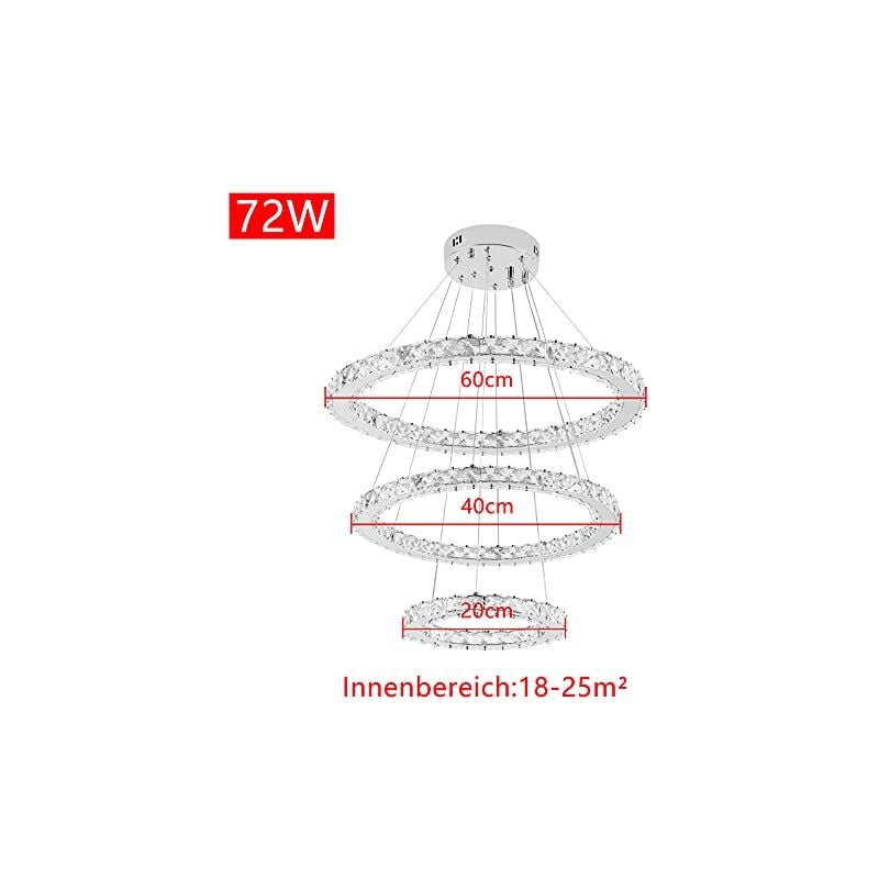 Lustre led 72 w lampe suspendue créative plafonnier lampe suspendue pour salon couloir chambre à coucher trois anneaux (φ : 20 cm + 40 cm + 60 cm)