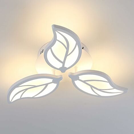Lustre LED moderne, Plafonniers LED 30W Feuilles acryliques blanches pour Chambre à coucher Salle à manger Lumière blanche chaude 3500K [Classe énergétique E]