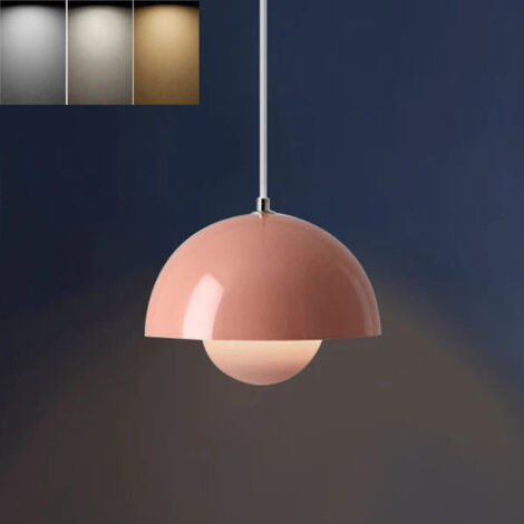 Lustre LED, plafonnier style danois avec ampoule, hauteur réglable, trois températures de couleur,pour la chambre, la salle à manger et le salon, rose