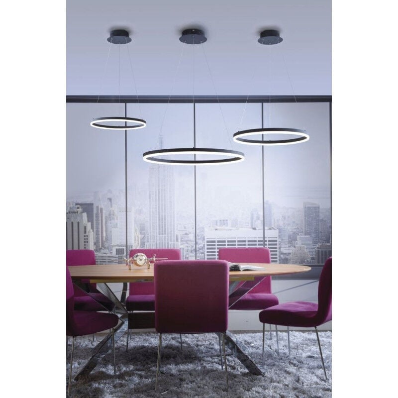 Lustre Led Rond Gris Anthracite Dimmable Justine