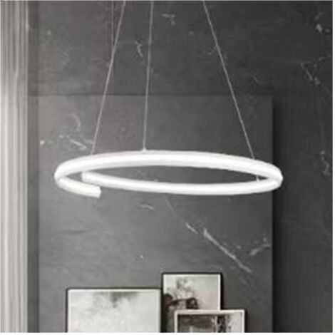 Lustre Led Semi-circulaire Moderne 100w Suspension 6500k 70cm Blanc 33429