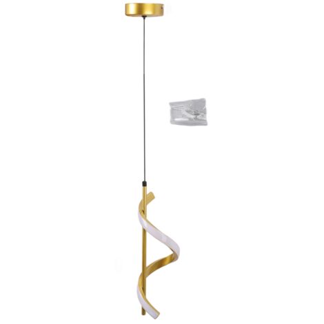 Lustre LED Spiralé Doré Haute Luminosité, Protection des Yeux, Lampe Suspendue pour Salon Café Maison 85‑265V Lumière Chaude