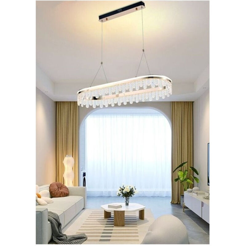 Lustre à Led Suspendu Or 50w Ovale Avec Cristaux 3 Coloriage Light Lp-40-3c