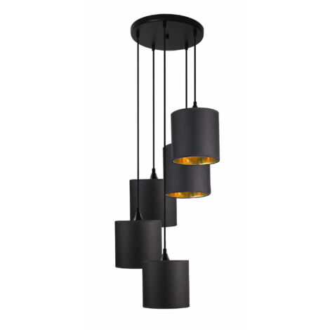 Lustre Long Talerz 5xE14 variable noir/or Candellux