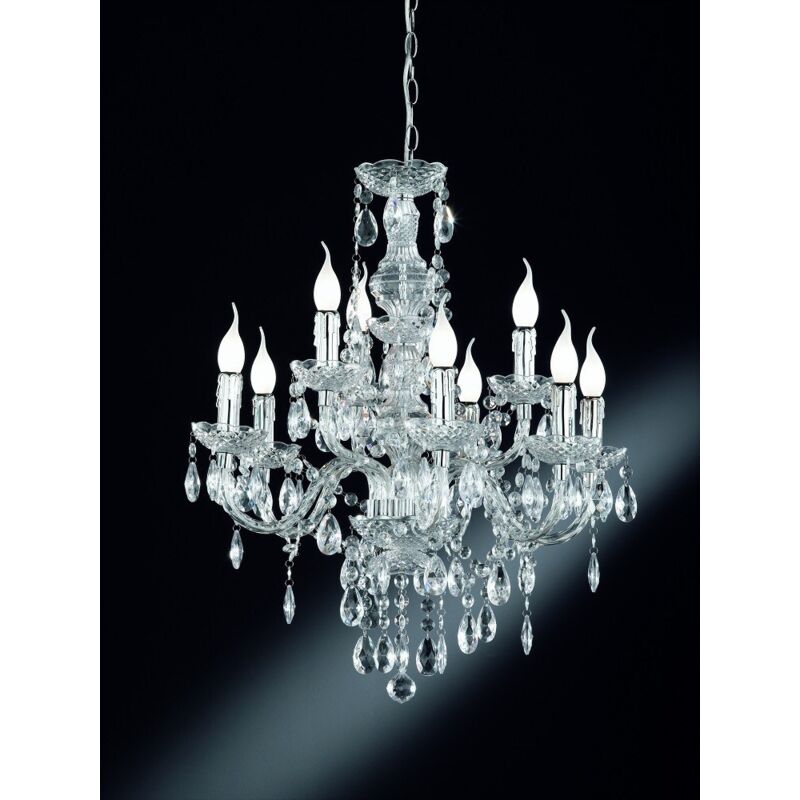 Trio - Lustre baroque, Lustre baroque 9 Lampes Chrome en Acrylique