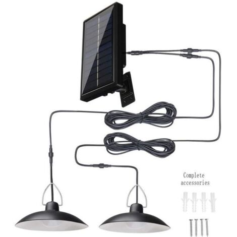 Lustre Lumière solaire télécommande Double têtes Lampe - Luminosité réglable - Étanche
