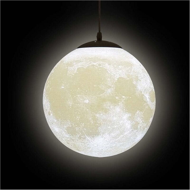 Lustre Lune 3D - Plafonnier avec Lune et Planètes, Éclairage led (20cm)