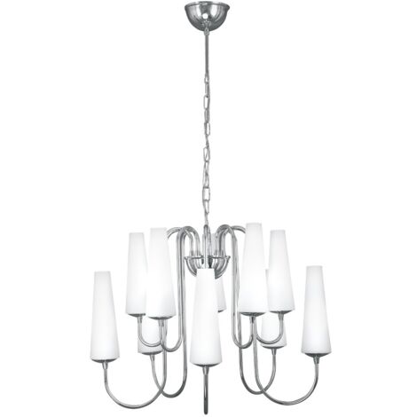 Lustre MAGNUM chromé 10xE14 verre blanc Zuma Line 1130