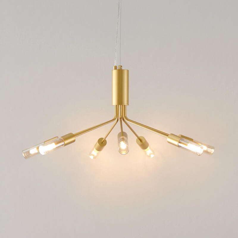 Lustre métal doré et 7 verres - Mazzoli