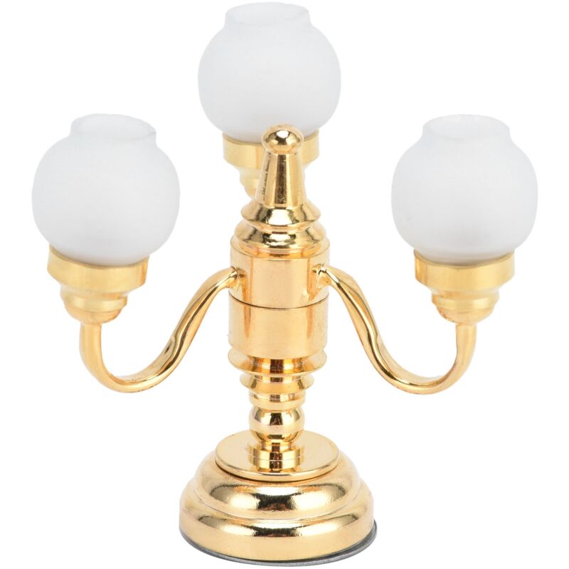 Lustre miniature élégant 1:12 pour maison de poupée avec LED, décoration plafond raffinée.