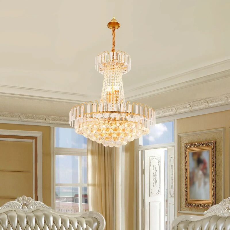 Gojoy - Lustre Moderne Cristal K9, led Pendentif Lumière K9 lustres en cristal belle lampe de plafond en cristal pour couloir, salon, chambre, salle