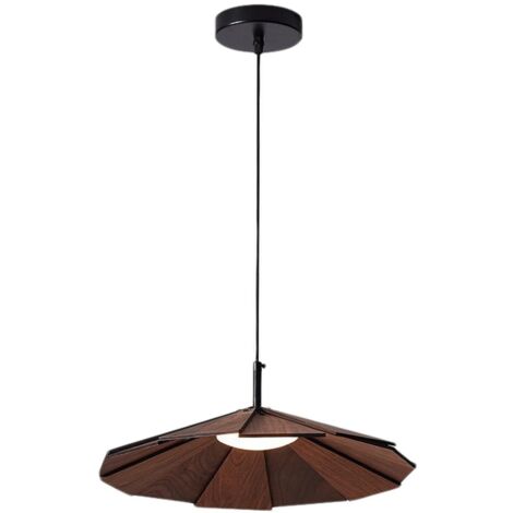 Lustre Moderne en Bois, Lampe Suspendue à Montage Manuel pour Salon, Salle à Manger, Cuisine, Suspension Luminaire (Marron)
