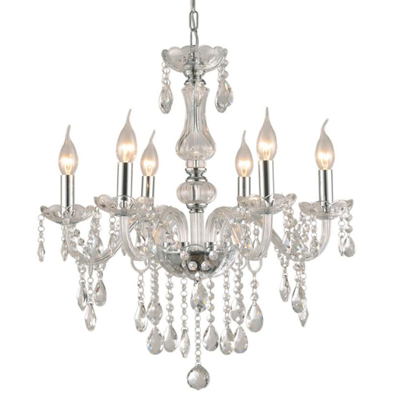 Ikodm - Lustre moderne en cristal à 6 bras, lampe suspendue, luminaire décoratif pour salon