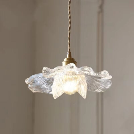Lustre moderne en cristal de résine, lampe de couloir d'entrée en pétale, lumière tricolore [transparente], 220 V, douille E27