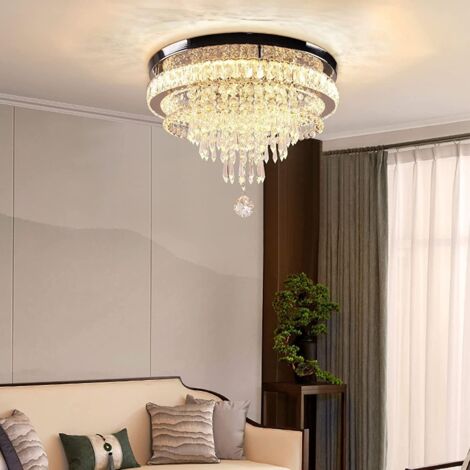Lustre moderne en cristal, plafonnier LED, éclairage décoratif adapté aux chambres, salons et salles à manger (lumière chaude).