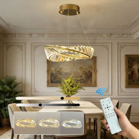 Lustre moderne en cristal ，Plafonnier LED — Luminaire décoratif pour salons et salles à manger (Intensité variable en continu, 40 cm)