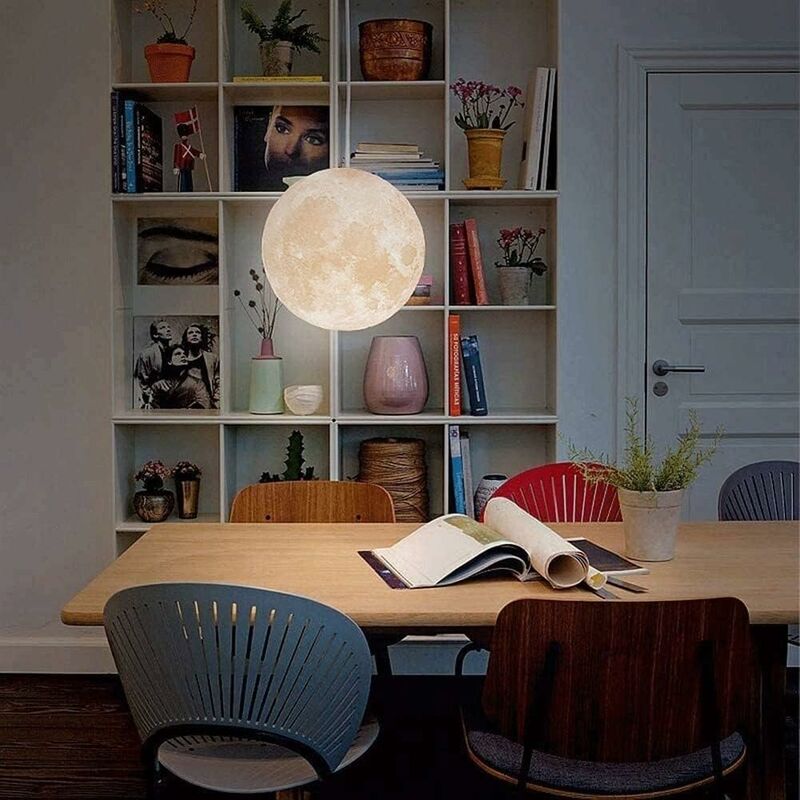 Lustre moderne en forme de lune Lustre créatif en forme de planète Convient pour restaurant Bar Maison Chambre d'enfant Prise E27 Lustre 15x15cm