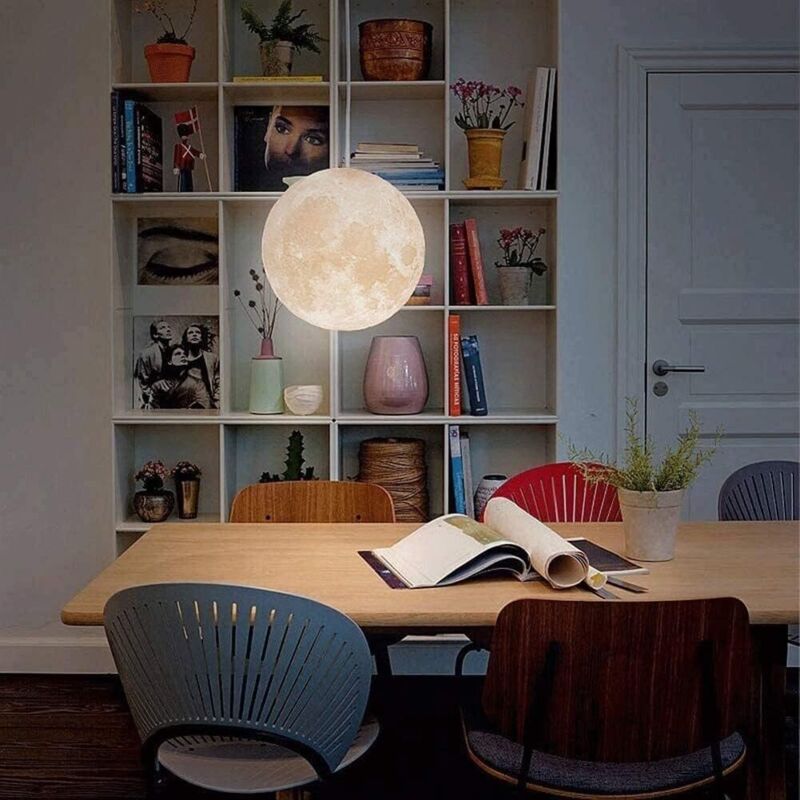 Lustre moderne en forme de lune Lustre créatif en forme de planète Convient pour restaurant Bar Maison Chambre d'enfant Prise E27 Lustre 15x15cm
