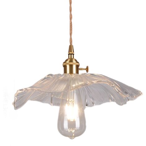 Lustre moderne en verre transparent, 11 pouces/280 mm de diamètre, avec un abat-jour floral adapté aux fermes (transparent).