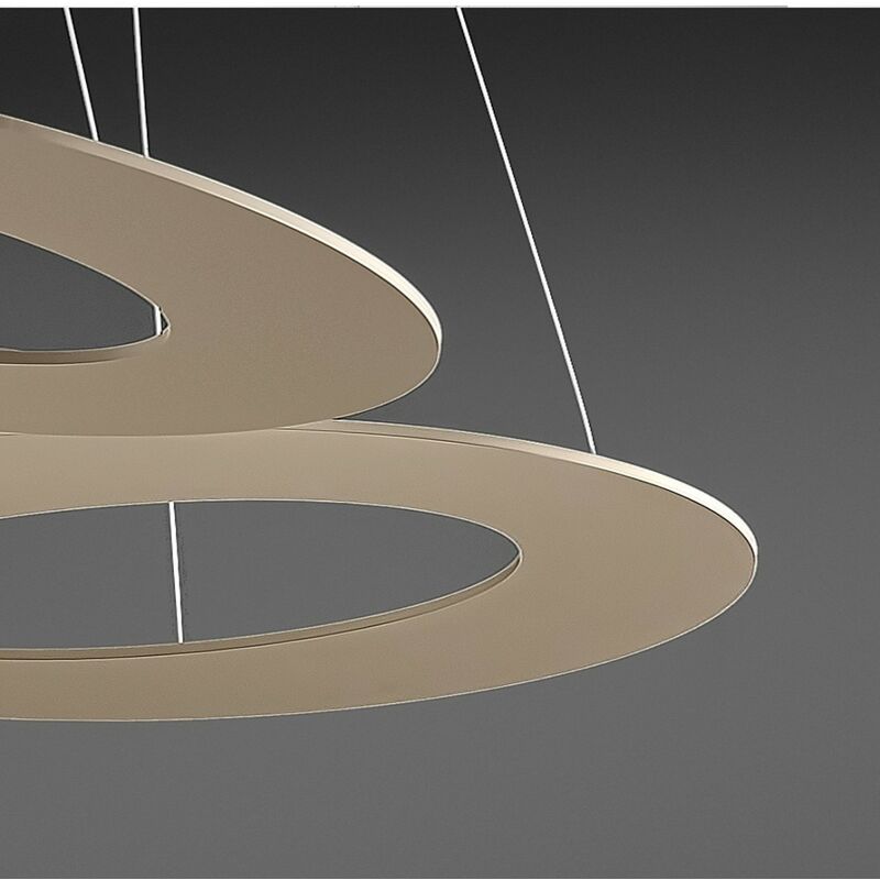 Giarnieri Light - Lustre moderne giarnieri drop s2 140w led suspension aluminium, finition métal tourterelle - Tourterelle