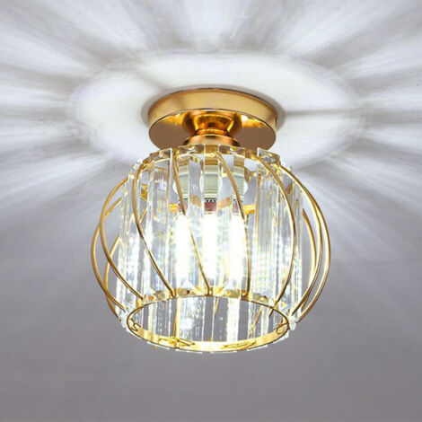 Lustre Moderne Or Lampe De Plafond En Cristal Plafonnier En Verre Plafonnier Créatif E27 Pour Couloir Bureau Chambre Cuisine Balcon