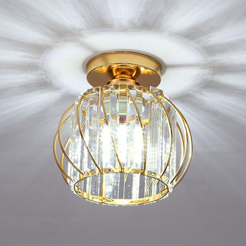 Stoex - Lustre Moderne Or Lampe De Plafond En Cristal Plafonnier En Verre Plafonnier Créatif E27 Pour Couloir Bureau Chambre Cuisine Balcon Salle à