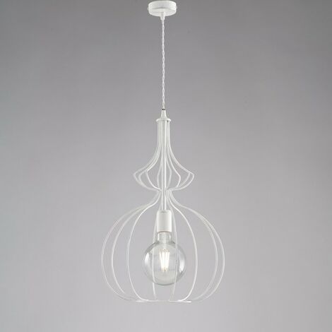 Lustre moderne urbain industriel blanc 35 cm