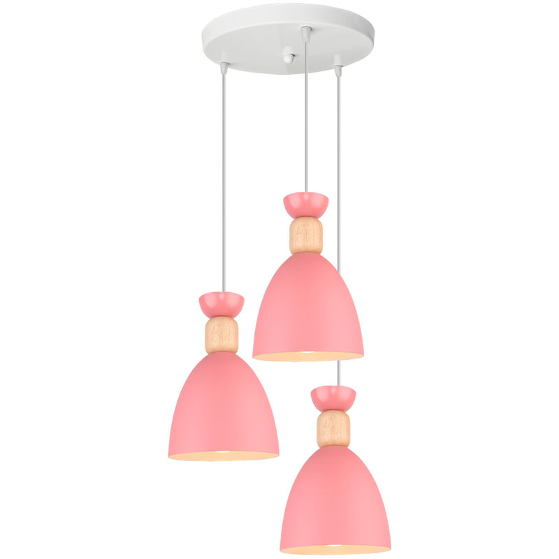 

Lustre Moderno Diseño Luz Colgante de Estilo Nórdico 3 Cabezas Lámpara de Techo Minimalista Rosa Lámpara Colgante para Sala de Estar Cocina