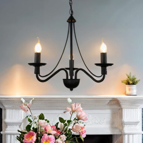 Lustre noir 3 branches rustique Lustre