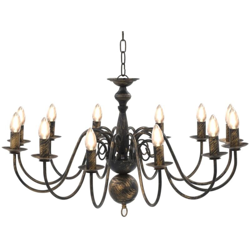 Lustre Noir antique 12 ampoules E14 CFW39051