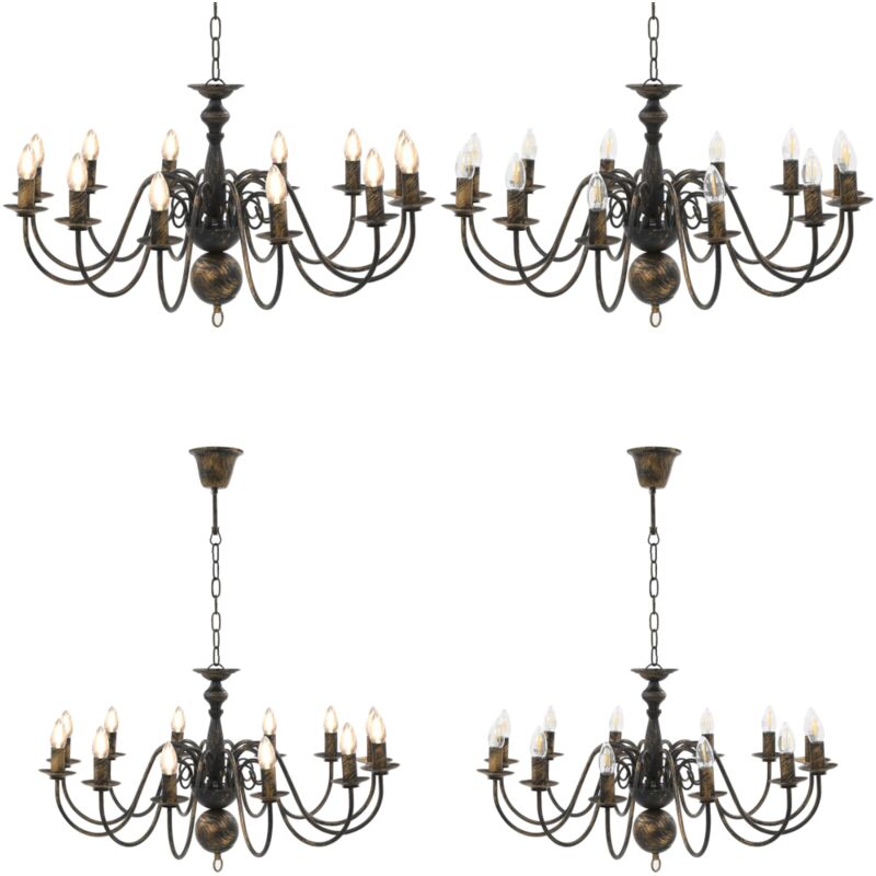 Vidaxl - Lustre Noir antique 12 ampoules E14 - lustre - lustres - Home & Living - Noir