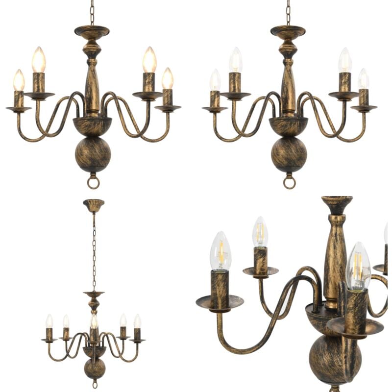 Vidaxl - Lustre Noir antique 5 ampoules E14 - lustre - lustres - Home & Living - Noir