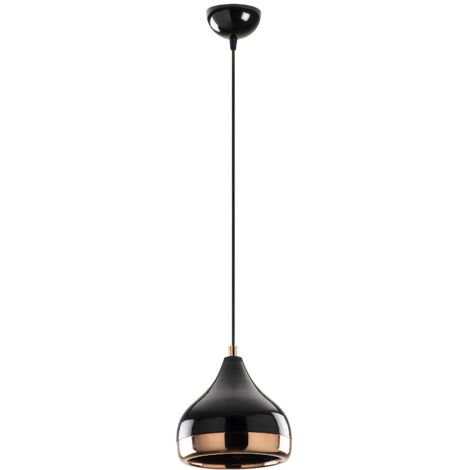 Lustre noir en métal avec hauteur ajustable 112cm – Culot E27 – Diamètre 17cm – Pour salon moderne et espaces exigus – Toilinux