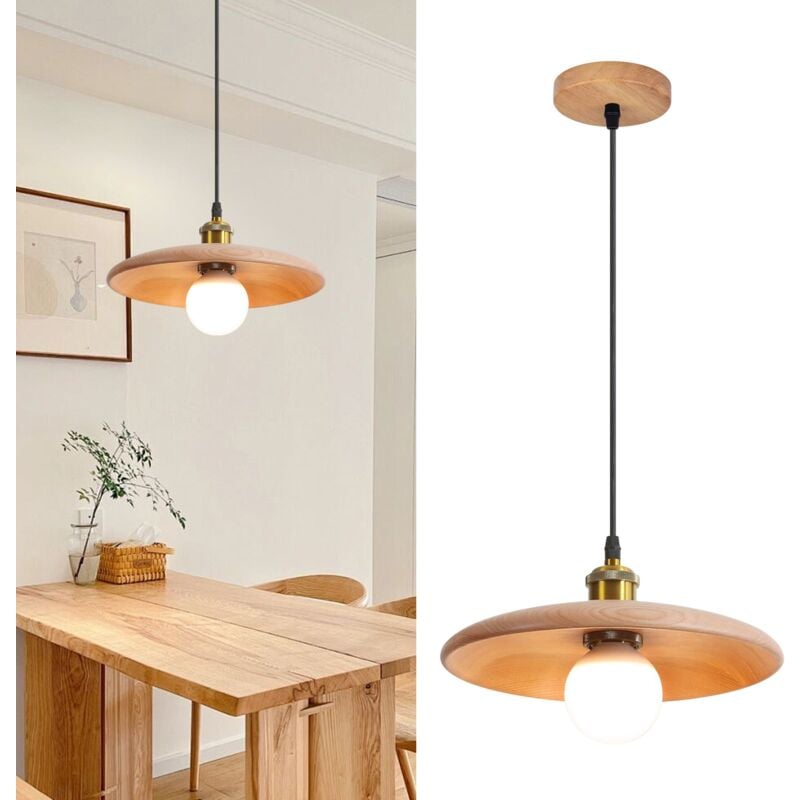 Arturesthome - Lustre nordique en bois massif antique Décoration de bar Eclairage led D28cm x H18cm