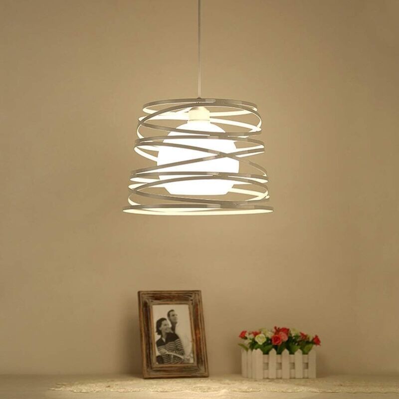 Rapanda - Lustre nordique post-moderne à une tête E27 en fer, plafonnier en spirale, petit lustre pour restaurant, bar, Internet c, décoration simple