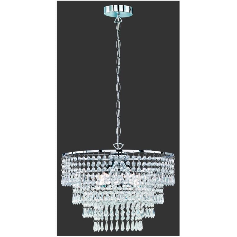 Lustre Orient 3 Lumières E14 Chrome Ø42 cm Trio Lighting Suspensions Décoratives
