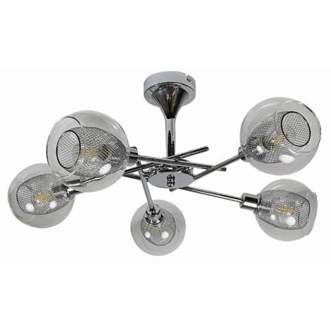 Lustre Ozzo Candellux chromé 5xE14 40W verre clair