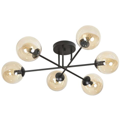 Lustre plafonnier Emibig BRENDI 6xE14 noir/ambre IP20