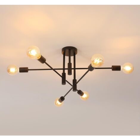 Lustre Plafonnier Industriel, 6 Lumières Lustre Sputnik Vintage, Moderne Suspension Luminaire en Metal E27 Base Lampe de Plafond Retro pour Salon Chambre Cuisine Salle À Manger Bar Café