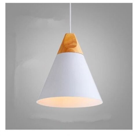 Lustre Plafonnier Moderne en Métal bois forme Diamant Abat-Jour Suspension à Luminaire Douille E27-M-BLANC