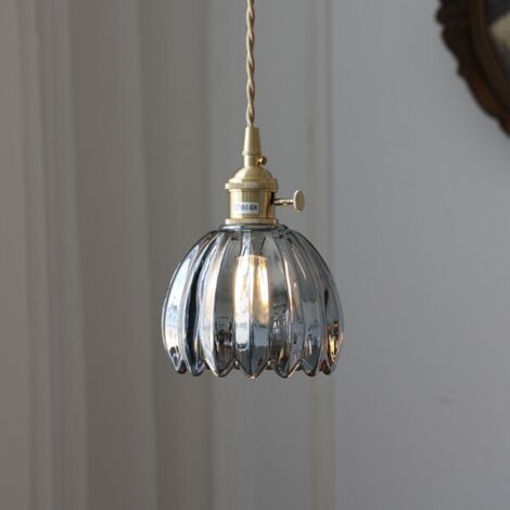 Lustre, Plafonnier Suspendu avec Abat-Jour en Verre, Suspension Vintage, Luminaires à Suspension en Métal, Lustre Décoratif à Fleurs