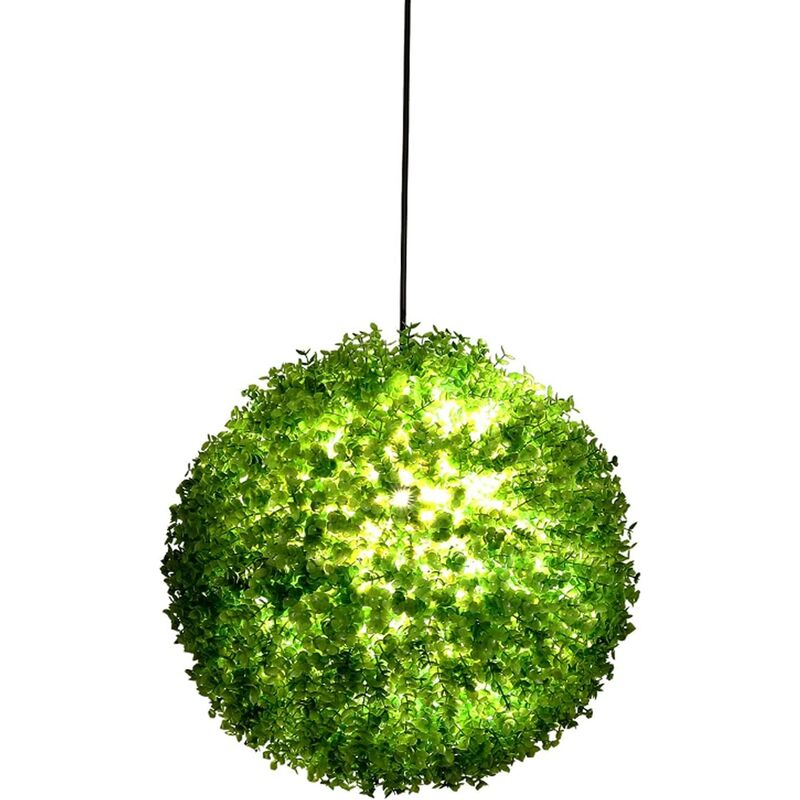 Lustre Plante Verte Globe Thème Musique Restaurant Boutique Décoration Plantes Artificielles Pendentif Lampe, Suspension Boule D'herbe Lumière LED