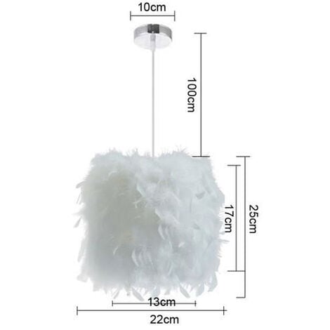 Lustre Plume Blanc 22x20cm Suspension Salon Chambre