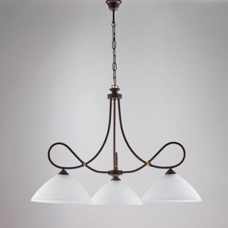 Lustre Poor art en fer Rouille noir trois lumières 78x h65 cm