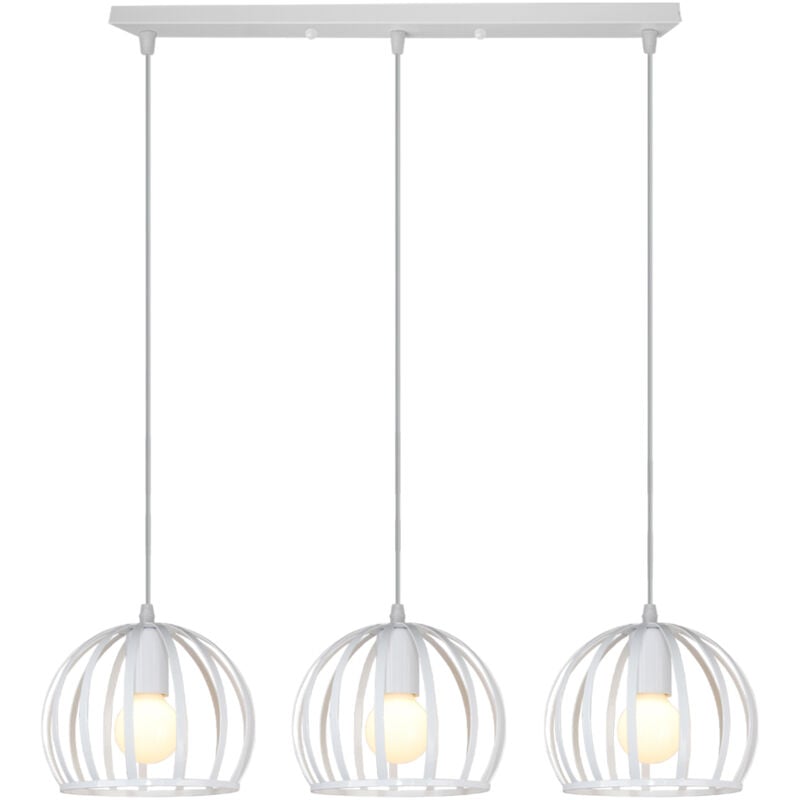 Norcks - Lustre Rétro Antique Suspension Luminaire Vintage Plafonnier Métal Fer - Blanc E27