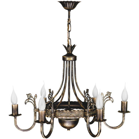 Lustre rétro chandelier bronze patiné 6xE14 11W Jupiter
