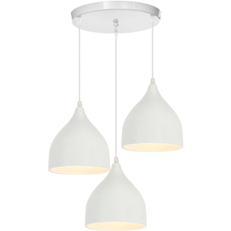 Lampe à Suspension Rétro Antique 3 Lumières Plafonnier E27 Moderne Suspension Luminaire Créative Vintage Pour Café Bar Grange Blanc